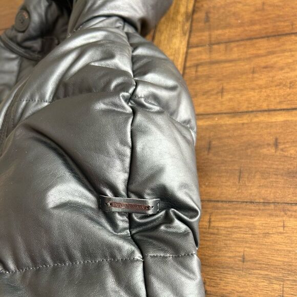 Emporio Armani Jeans Womens Black Hooded Duck Down Puffer Coat Jacket Size Large - Picture 9 of 16